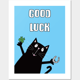 Black Cat Good Luck Posters and Art